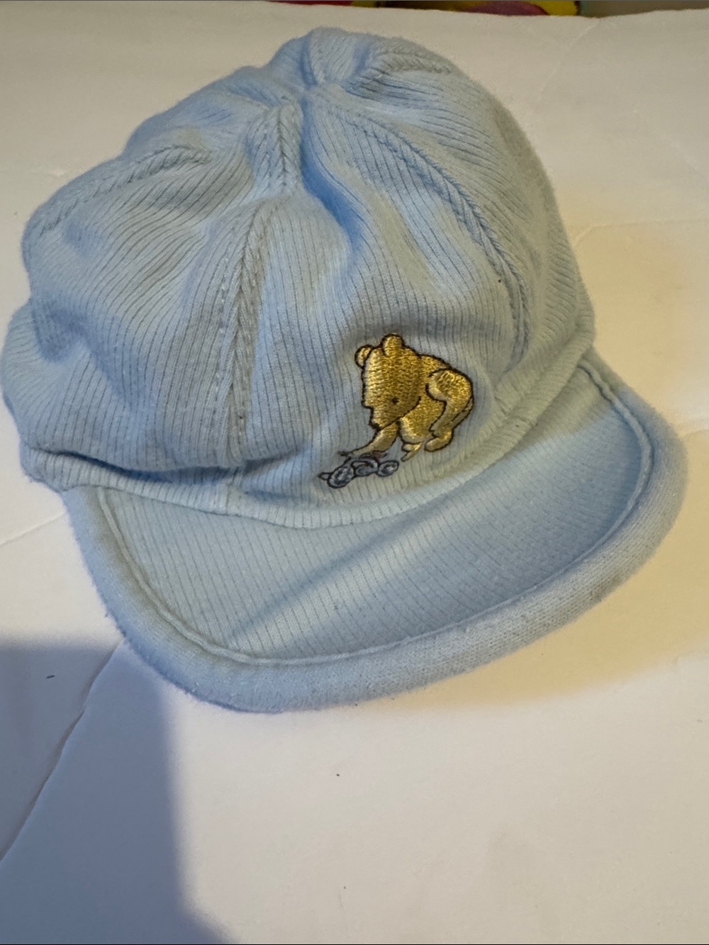 Classic Pooh Vintage Infant Light Blue Bear Embroidered Cap